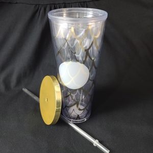 Starbucks Holiday 2016 Gold Mermaid Scale Cold Cup Tumbler Venti 24 Oz